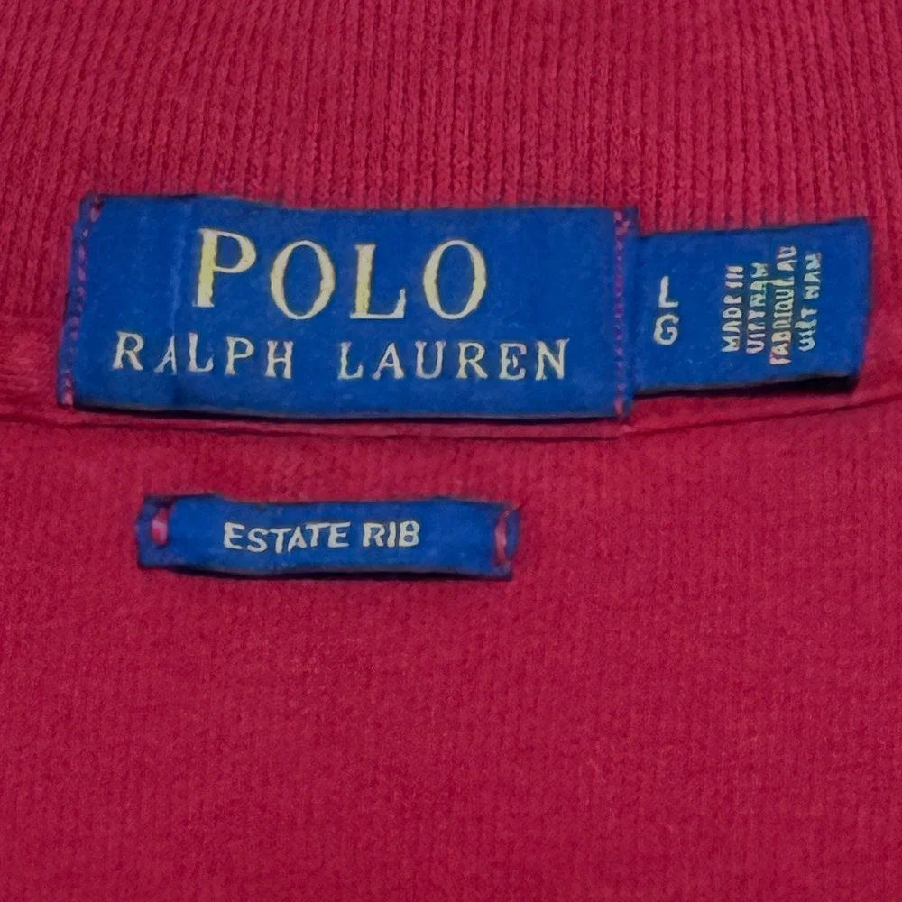 Polo Ralph Lauren Estate Rib Mens Large Red Quarter‎ Zip Pullover Sweater L